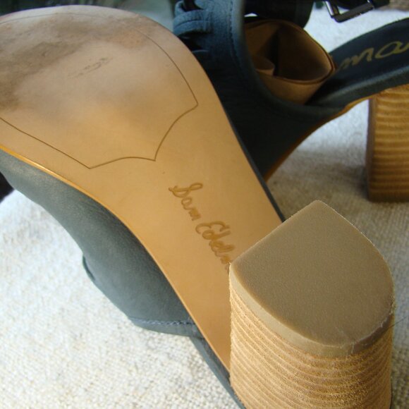 Sam Edelman Holly Sandals Woven Open Toe Suede Teal Leather Size 8 - Picture 5 of 7